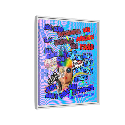 drop the beat - framed canvas art (light blue-purple wave)