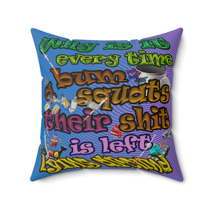 the bum's shit - Faux Suede Square Pillow - (light blue-purple wave)