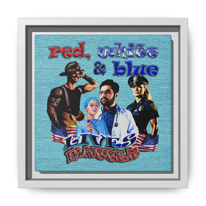 rw&b lives matter - framed canvas art (faded blue)