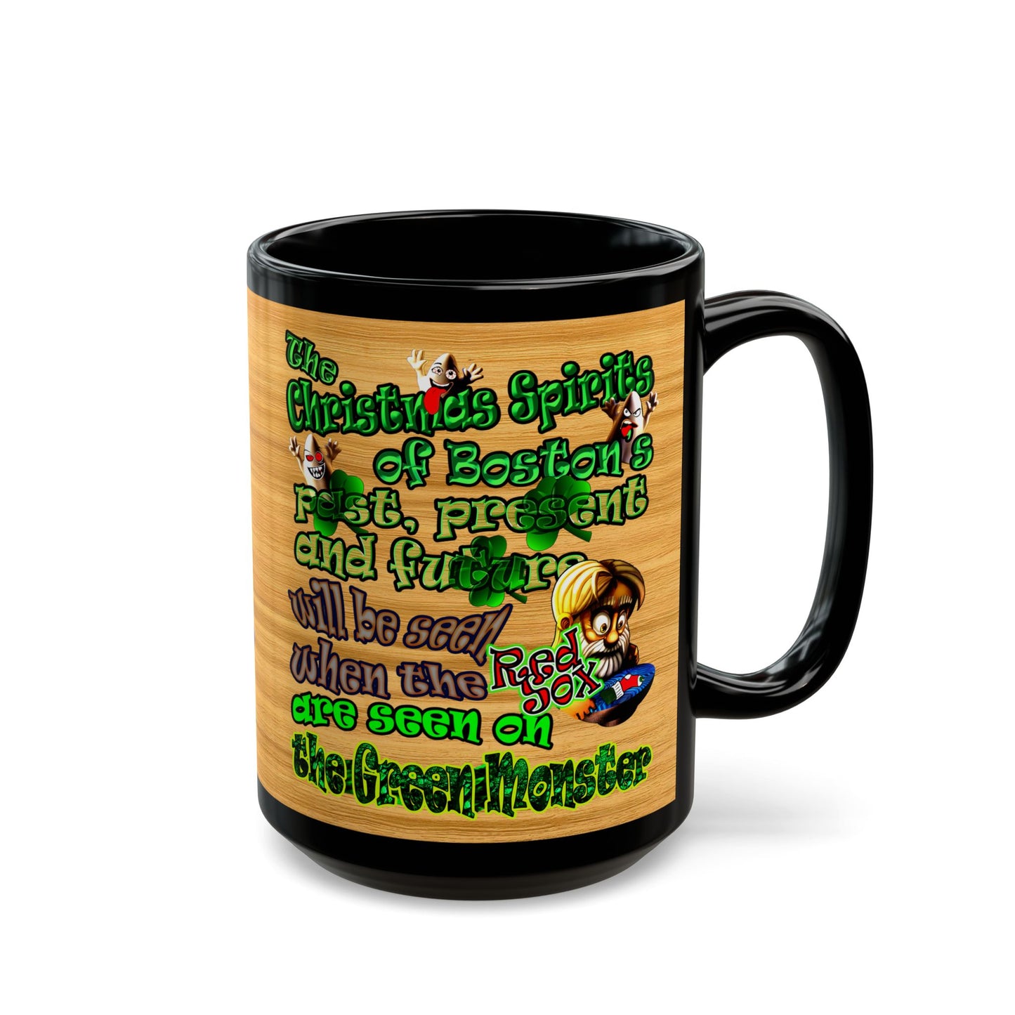 christmas spirits of boston - Black Mug (butterscotch wood finish)