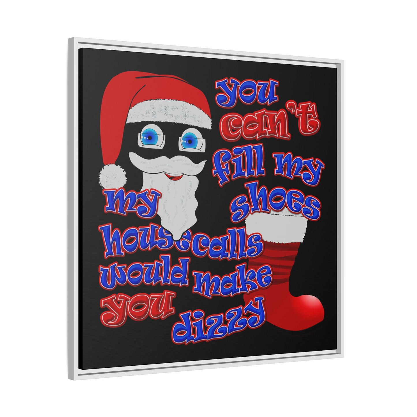 santa's shoes - framed canvas art (black)
