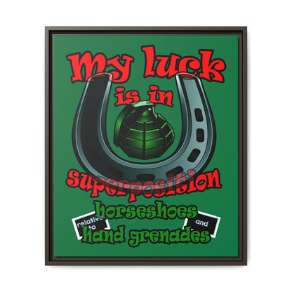 my luck - framed canvas art (dark green)