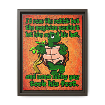 turtle race - framed canvas art (burnt orange)