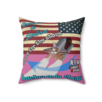 shoot for the stars - Faux Suede Square Pillow - (light pink)
