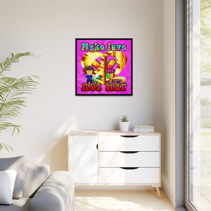 love peace - framed canvas art (pink swirl)