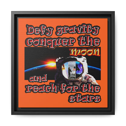 defy conquer reach - framed canvas art (orange)