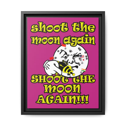 shoot the moon again - framed canvas art (pink)