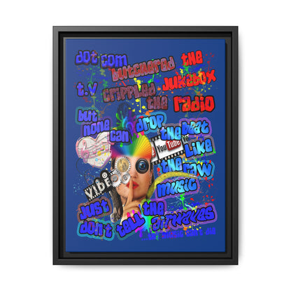 drop the beat - framed canvas art (dark blue)