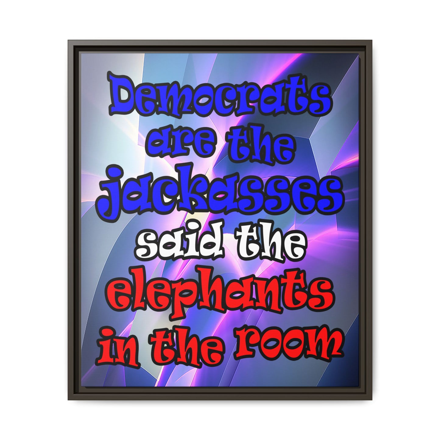 donkeys and elephants - framed canvas art (grey-pink wave)