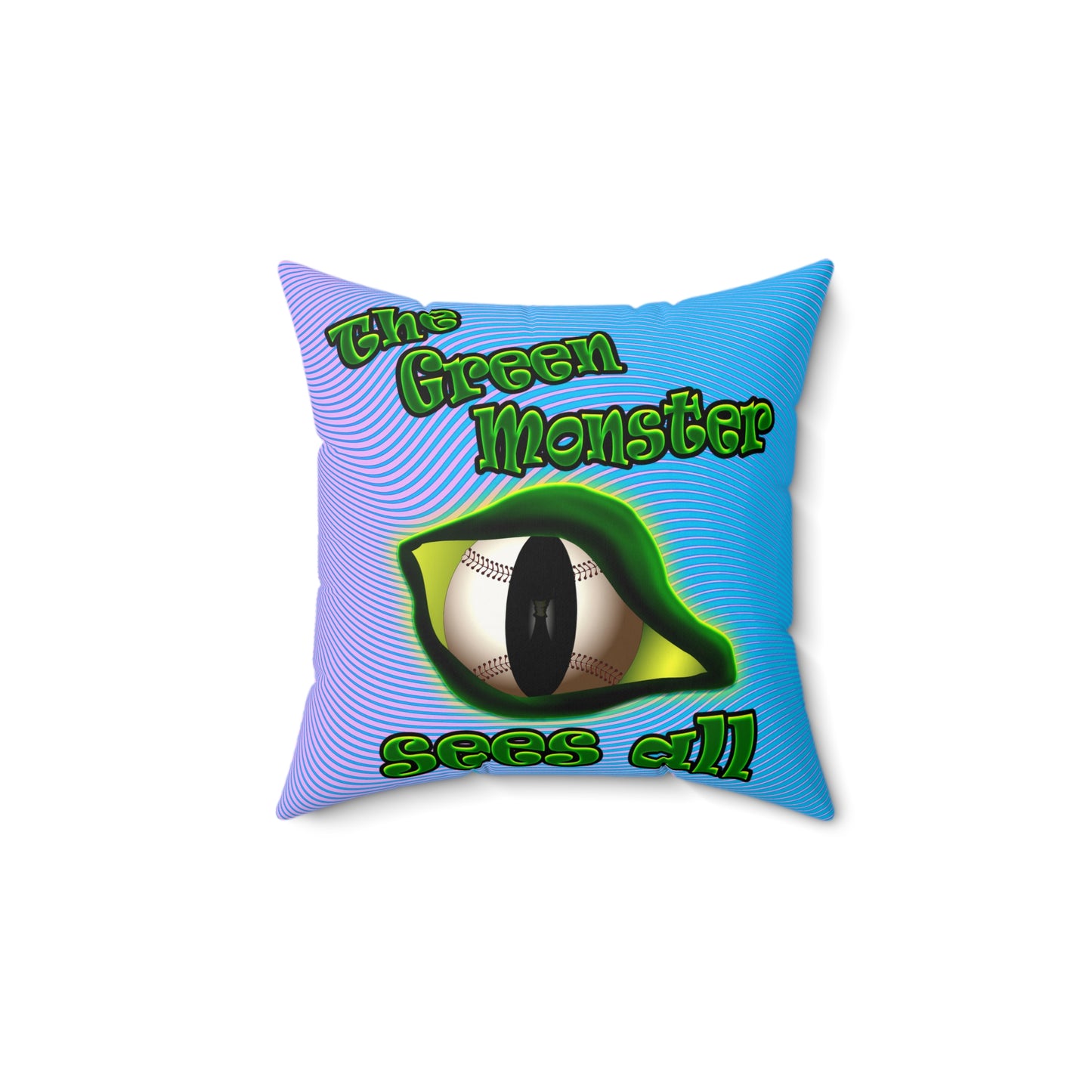 green monster - Faux Suede Square Pillow - (light blue-purple wave)