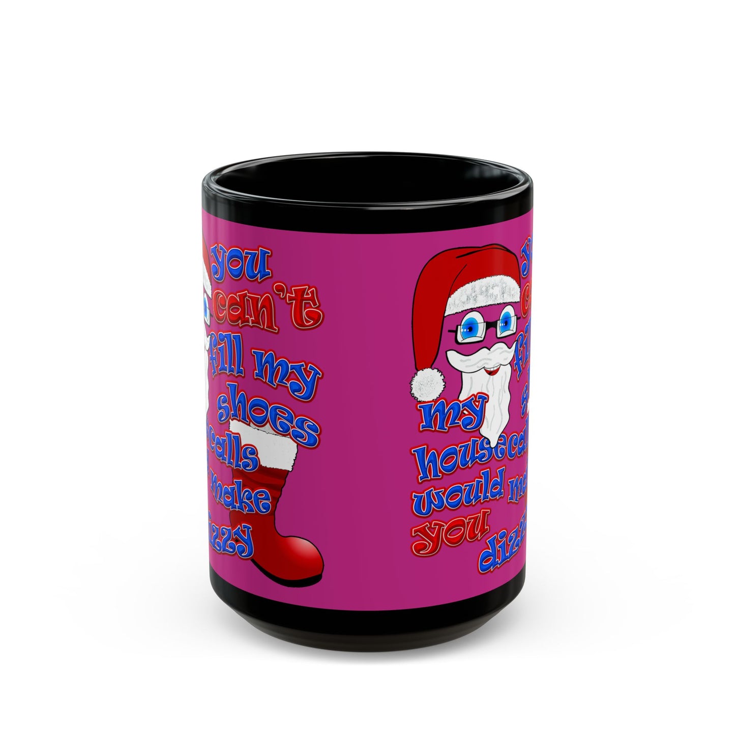 santa's shoes - Black Mug (pink)