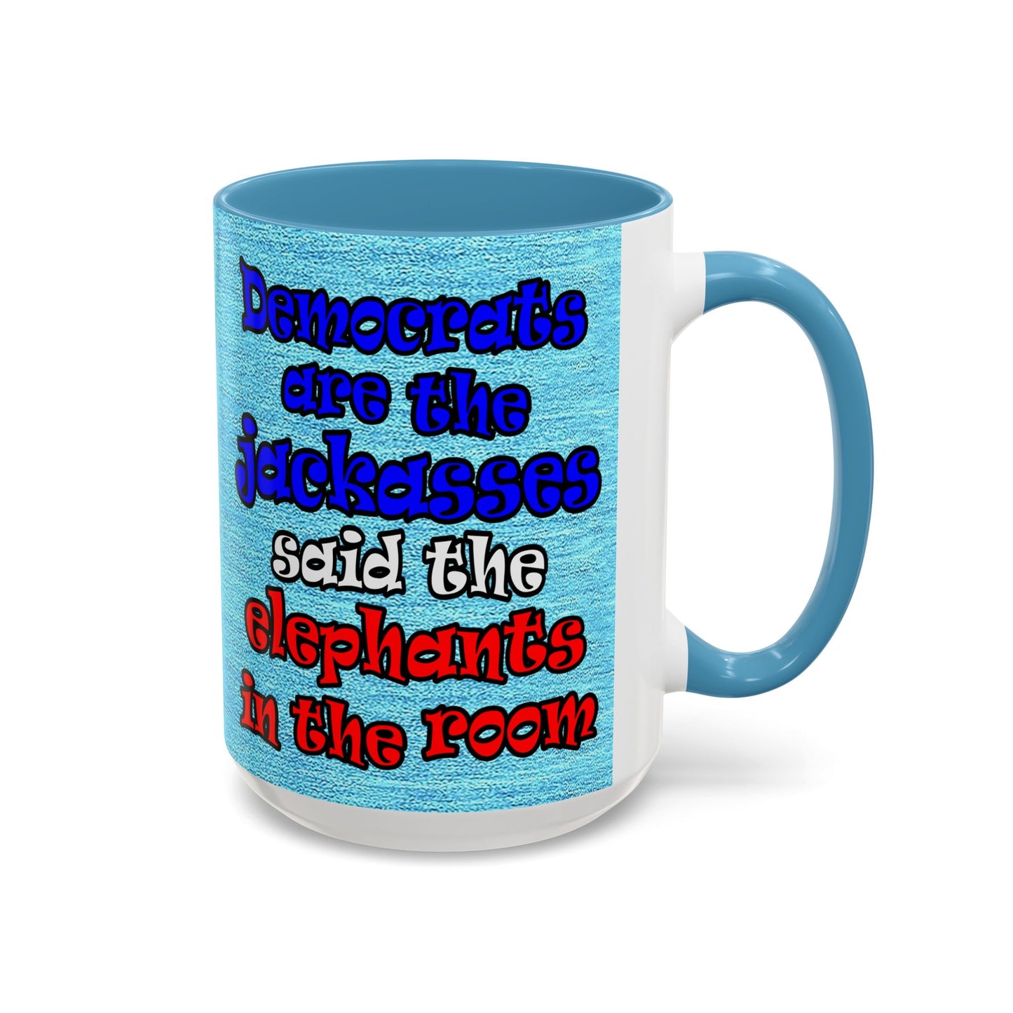donkeys and elephants - Accent Mug (faded blue)
