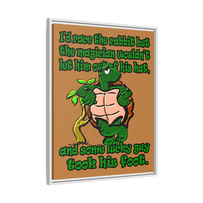 turtle race - framed canvas art (light brown)