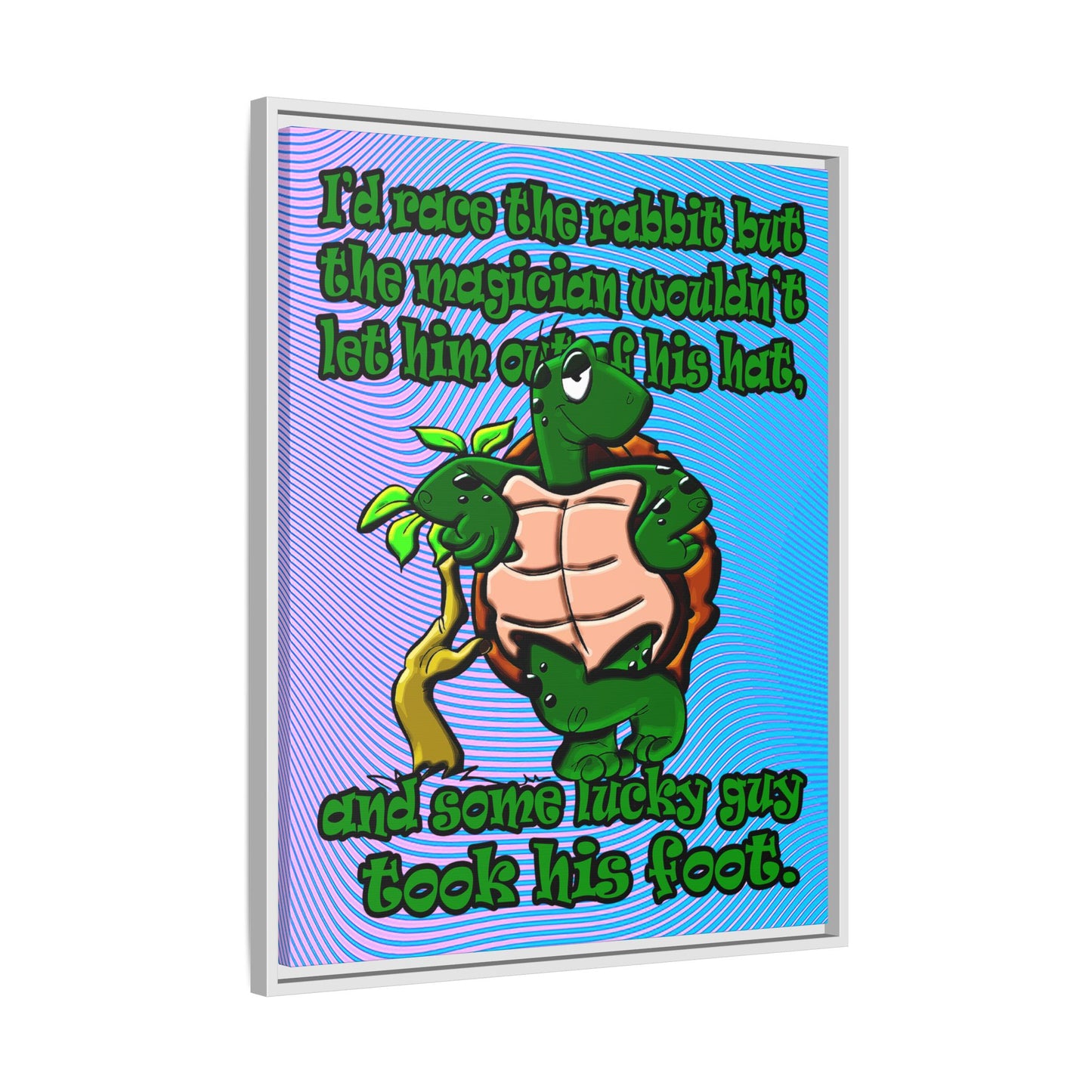 turtle race - framed canvas art (light blue-purple wave)