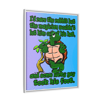 turtle race - framed canvas art (light blue-purple wave)