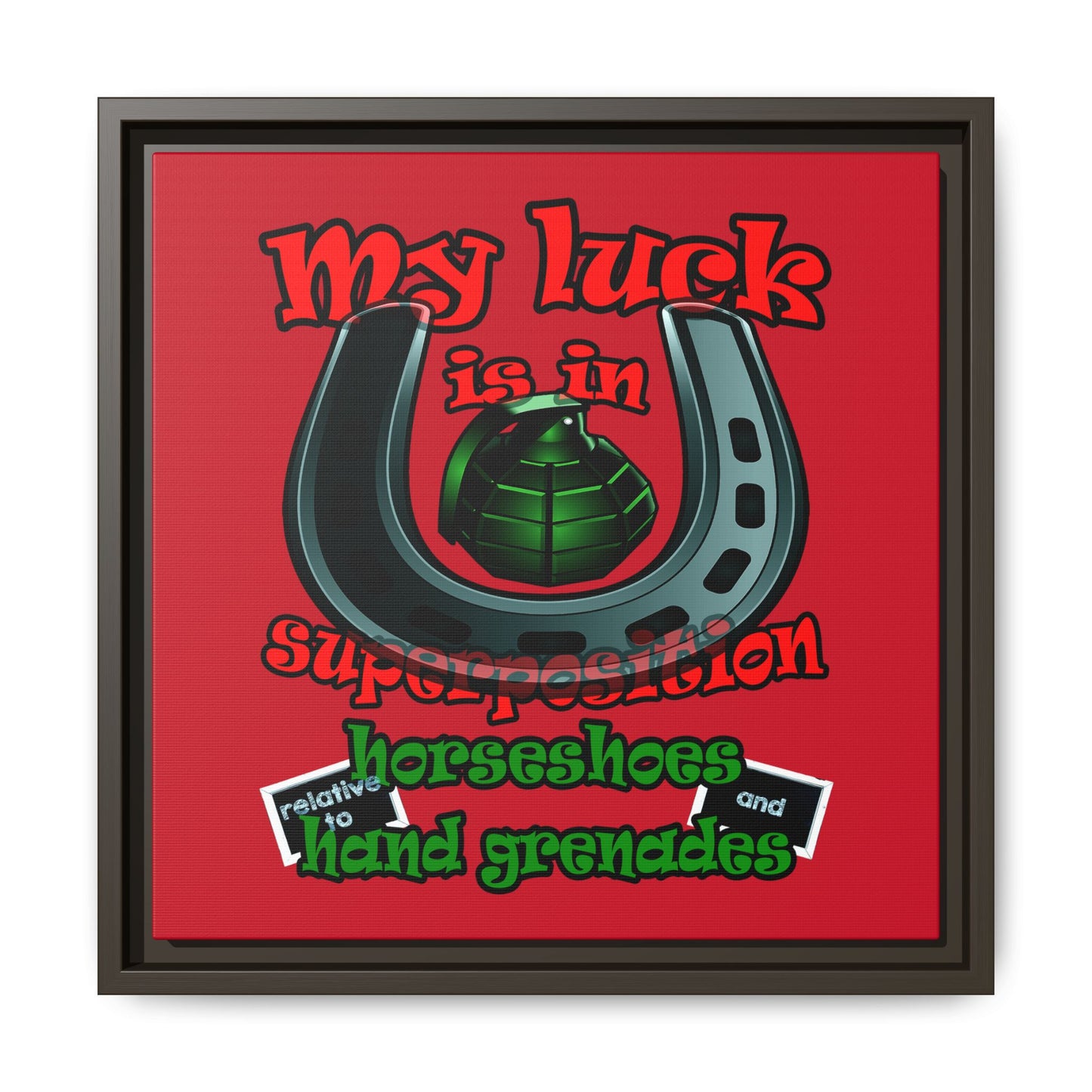 my luck - framed canvas art (dark red)