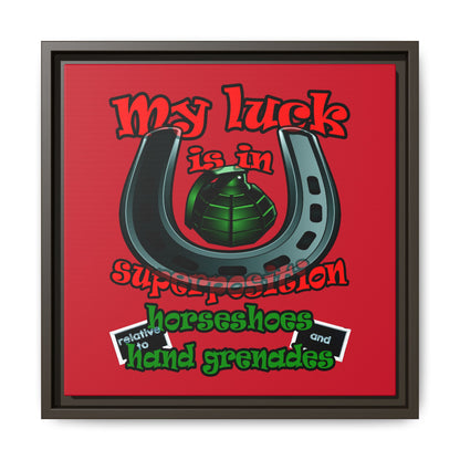 my luck - framed canvas art (dark red)
