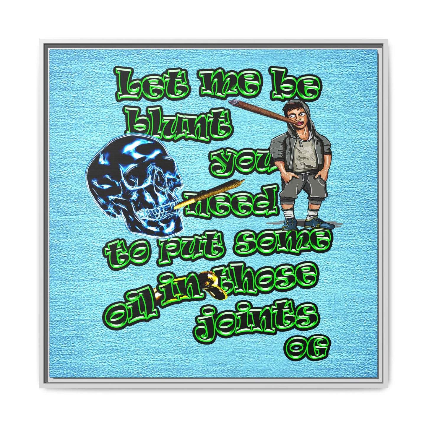 og - framed canvas art (faded blue)