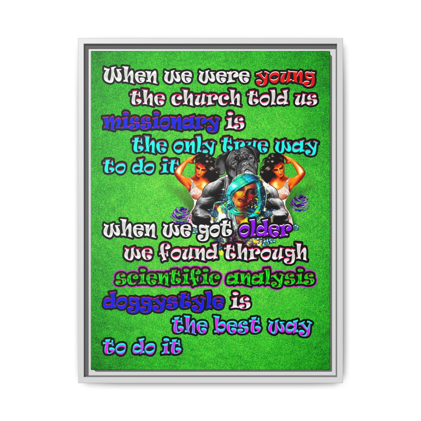 doggystyle - framed canvas art (green turf)