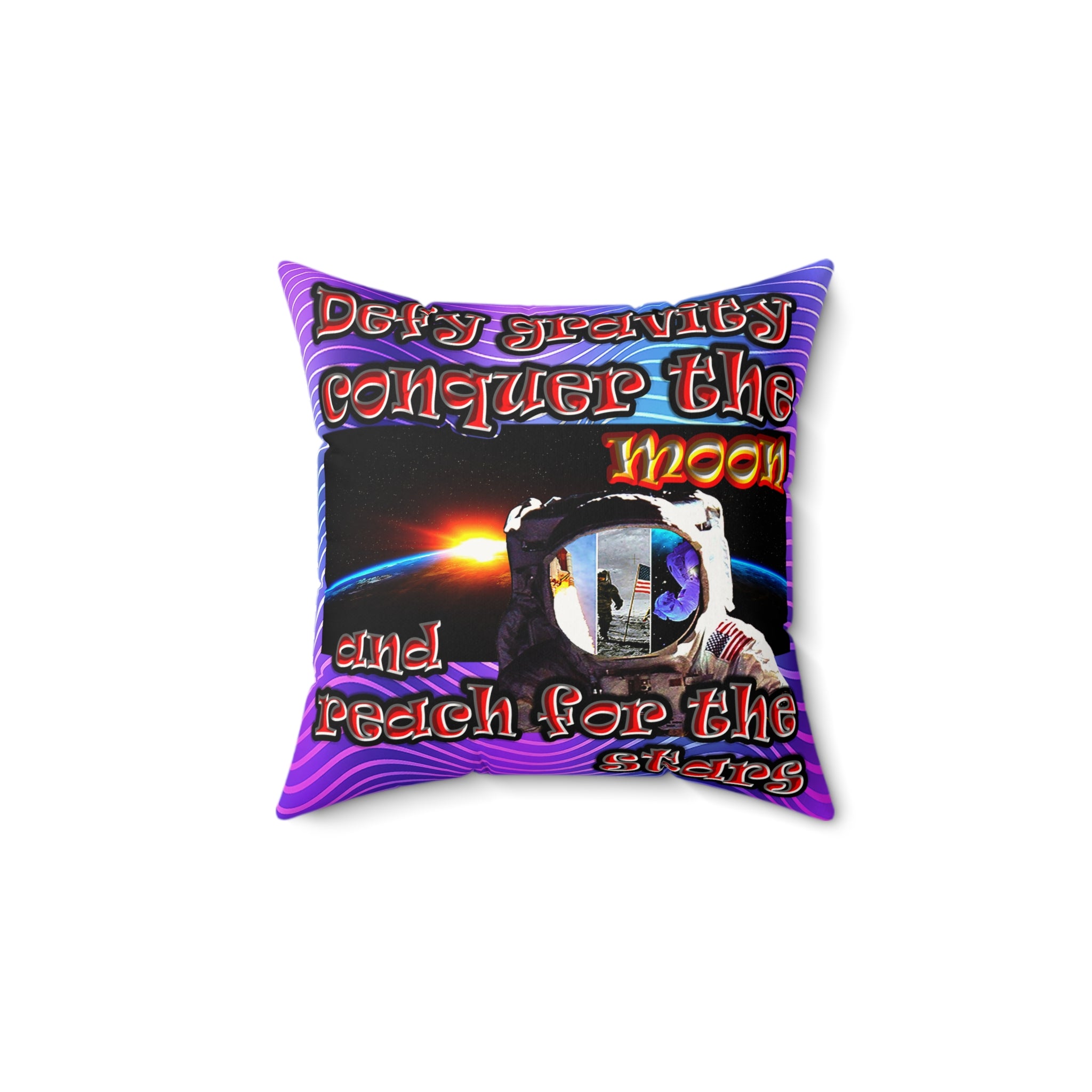 defy conquer reach - Faux Suede Square Pillow - (purple wave)