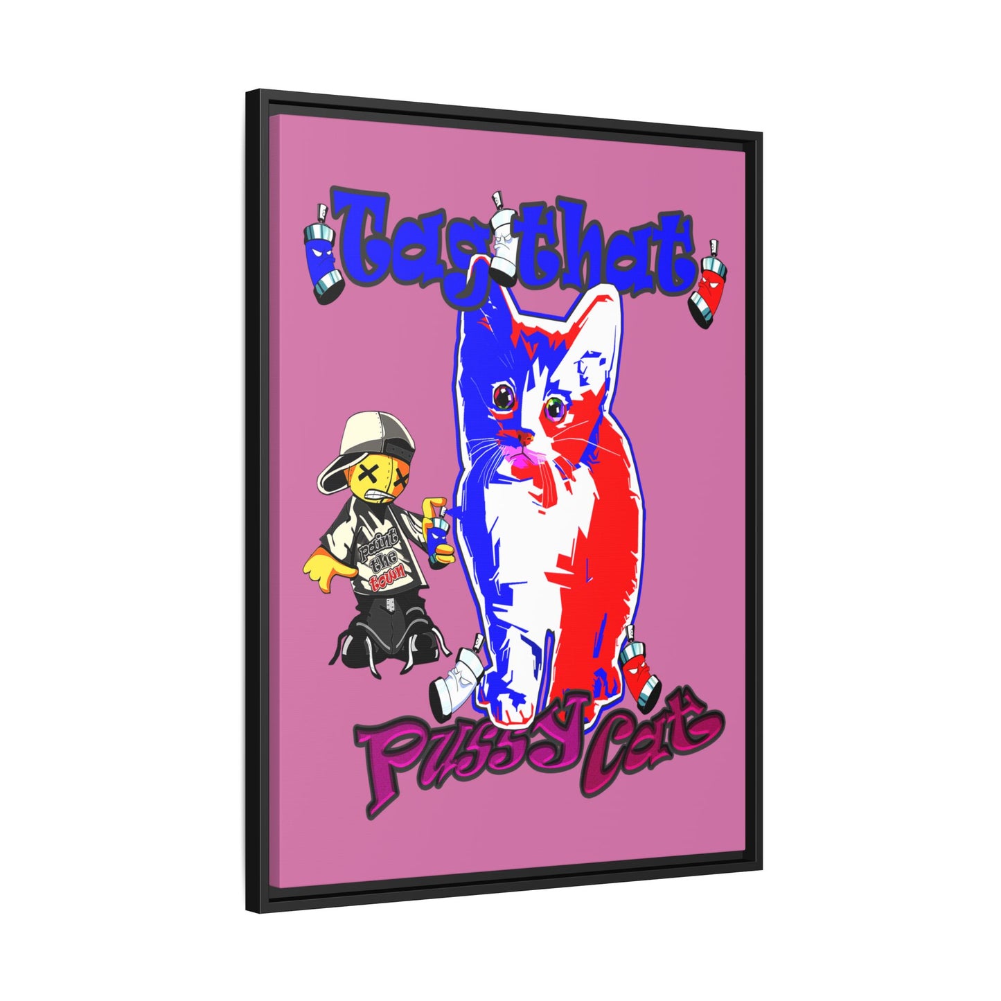 tag that - framed canvas art (light pink)