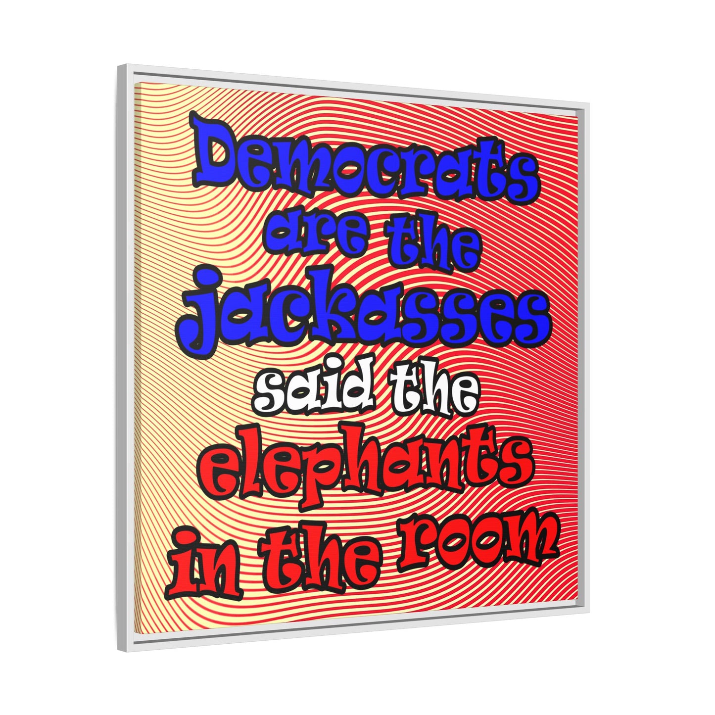 donkeys and elephants - framed canvas art (yellow-orange wave)