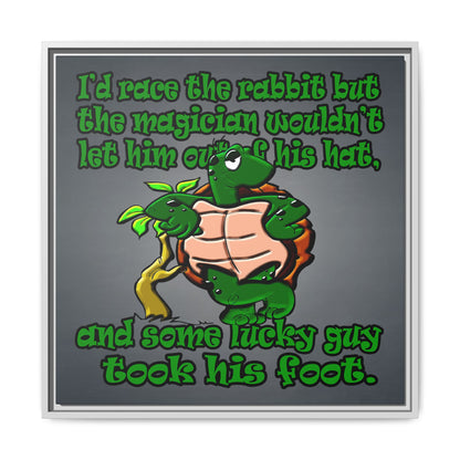 turtle race - framed canvas art (grey-light grey)