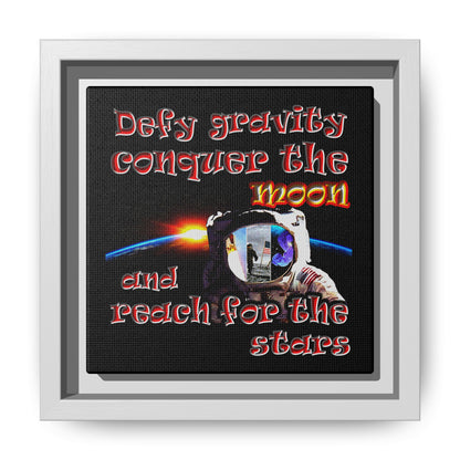 defy conquer reach - framed canvas art (black)
