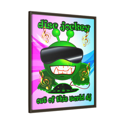disc jockey - framed canvas art (light blue-pink wave)