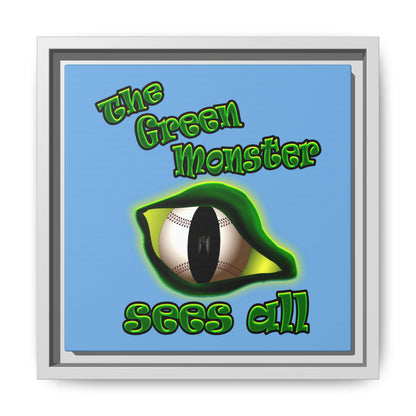 green monster - framed canvas art (light blue)