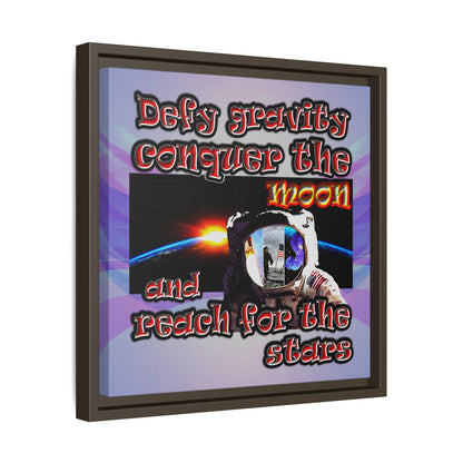 defy conquer reach - framed canvas art (light blue-pink wave)