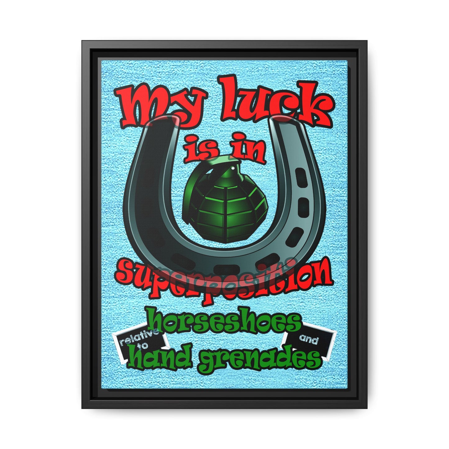 my luck - framed canvas art (faded blue)