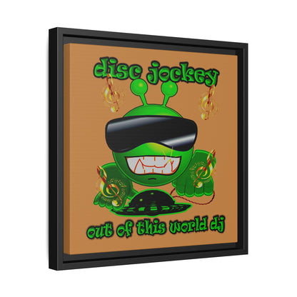 disc jockey - framed canvas art (light brown)
