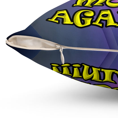 shoot the moon again - Spun Polyester Square Pillow - (grey-pink wave)