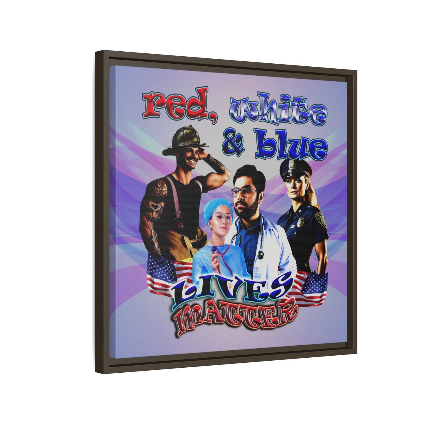 rw&b lives matter - framed canvas art (light blue-pink wave)