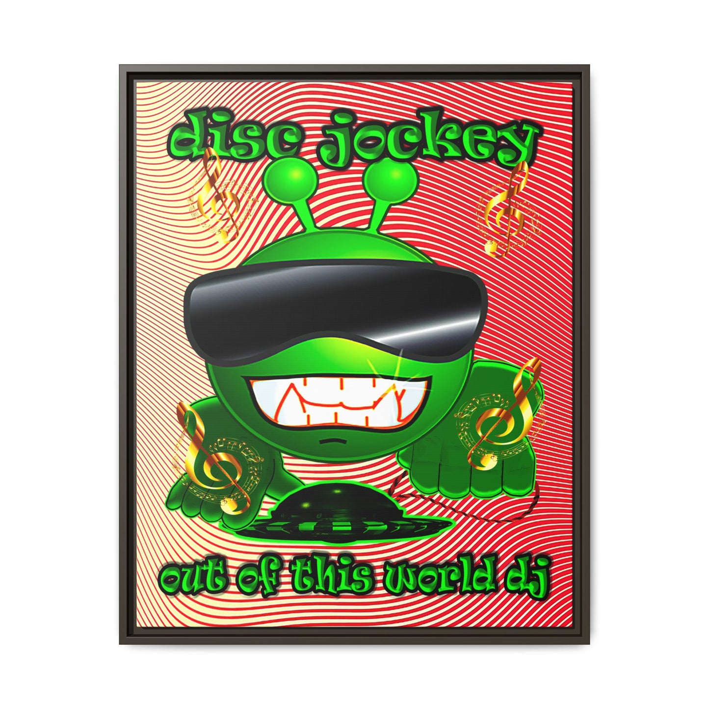 disc jockey - framed canvas art (yellow-orange wave)