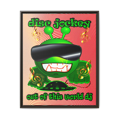 disc jockey - framed canvas art (yellow-orange wave)