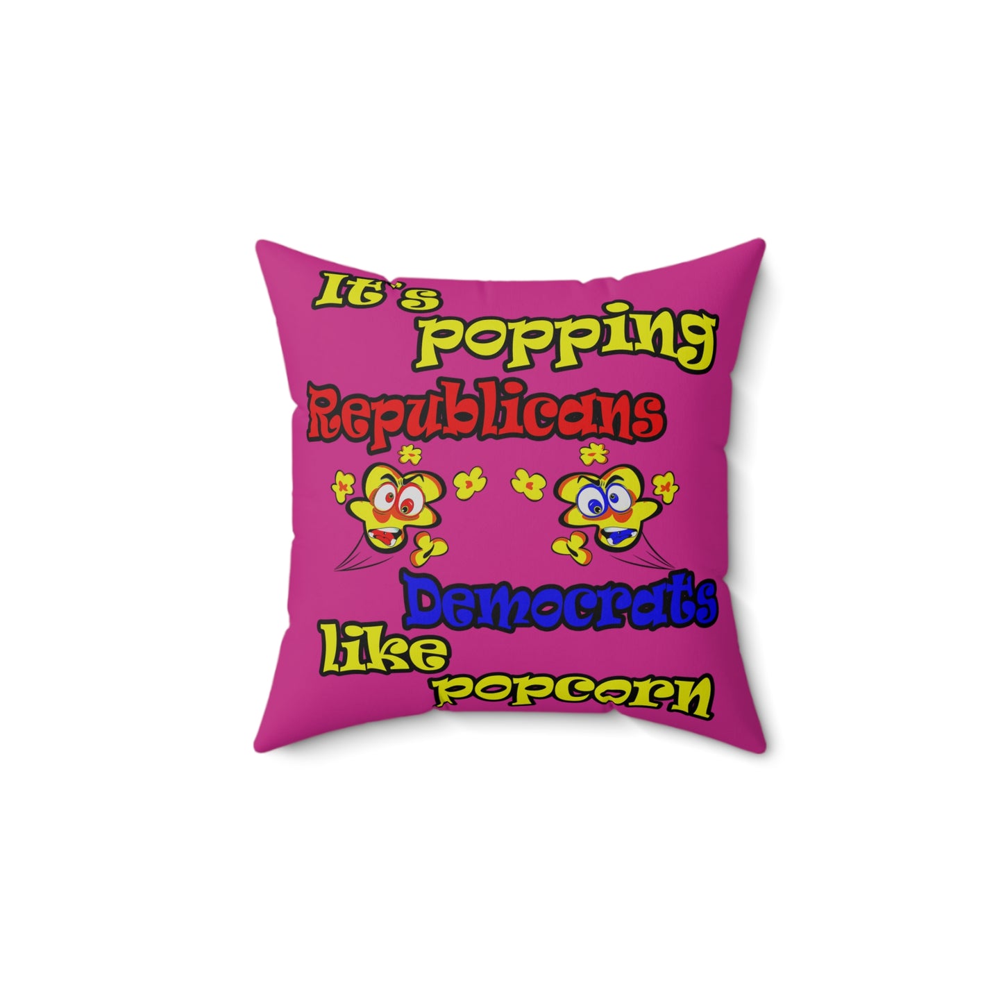 popping like popcorn - Spun Polyester Square Pillow - (pink)