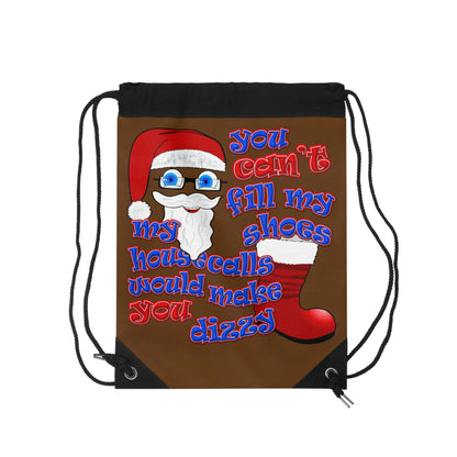santa's shoes - Drawstring Bag (brown)