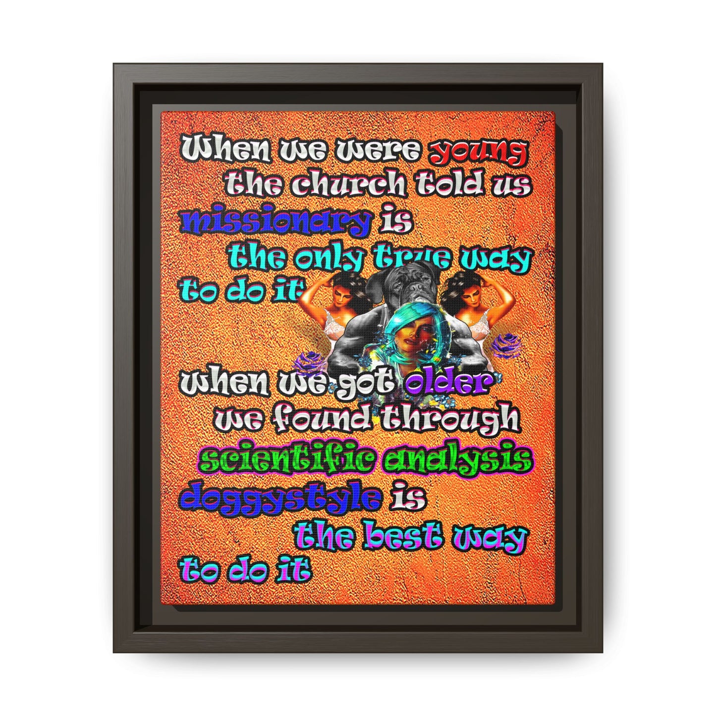 doggystyle - framed canvas art (burnt orange)