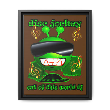 disc jockey - framed canvas art (brown)