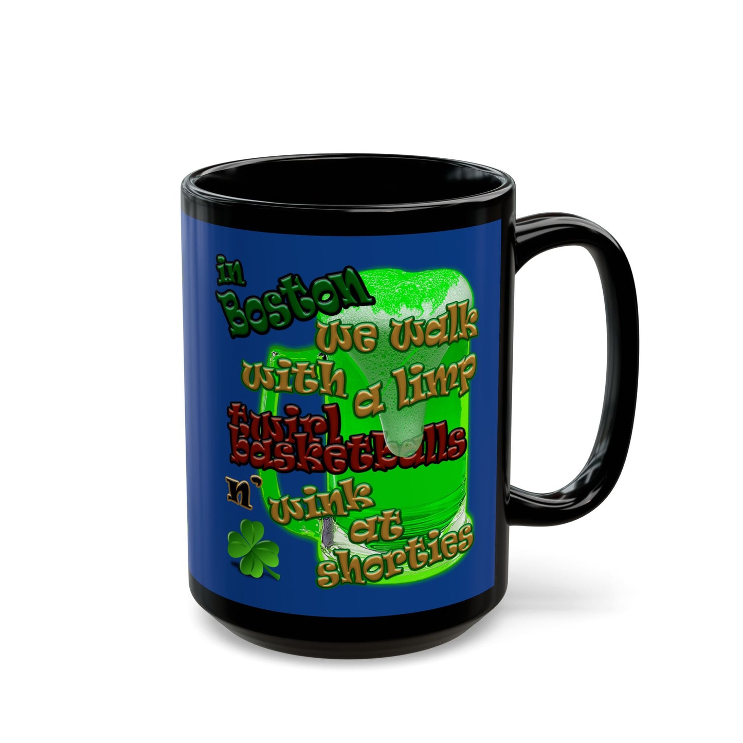 celtics logo - Black Mug (dark blue)