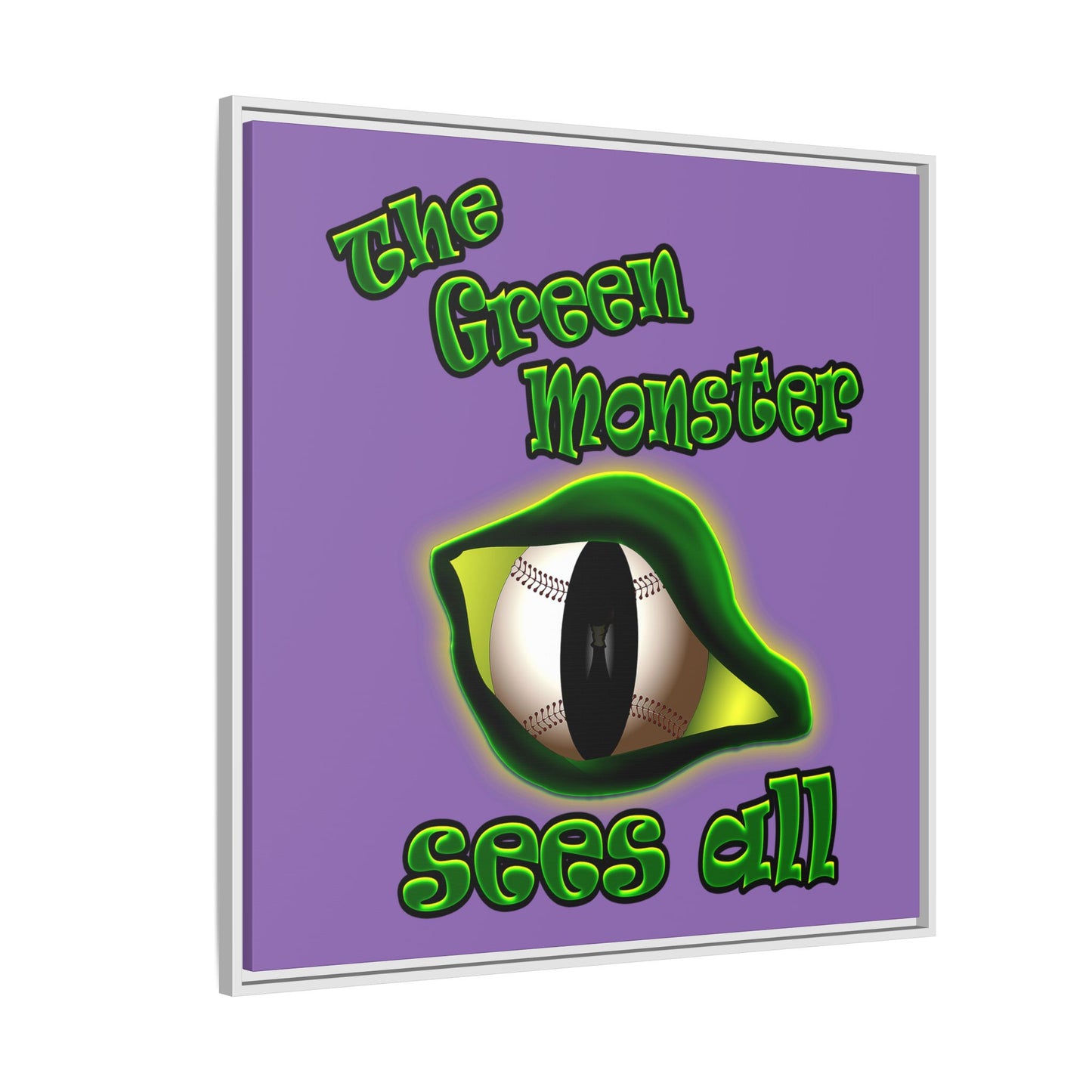 green monster - framed canvas art (light purple)
