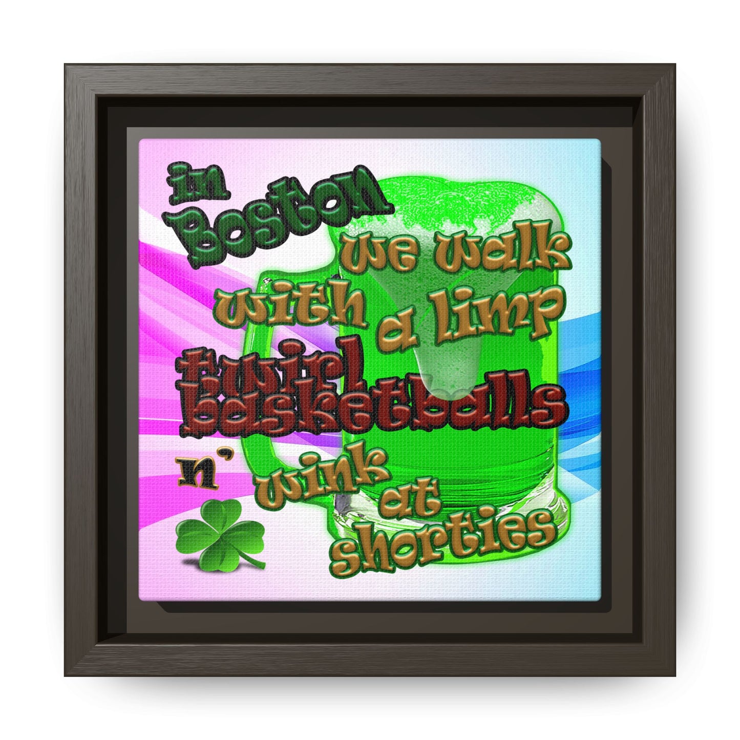 celtics logo - framed canvas art (light blue-pink wave)