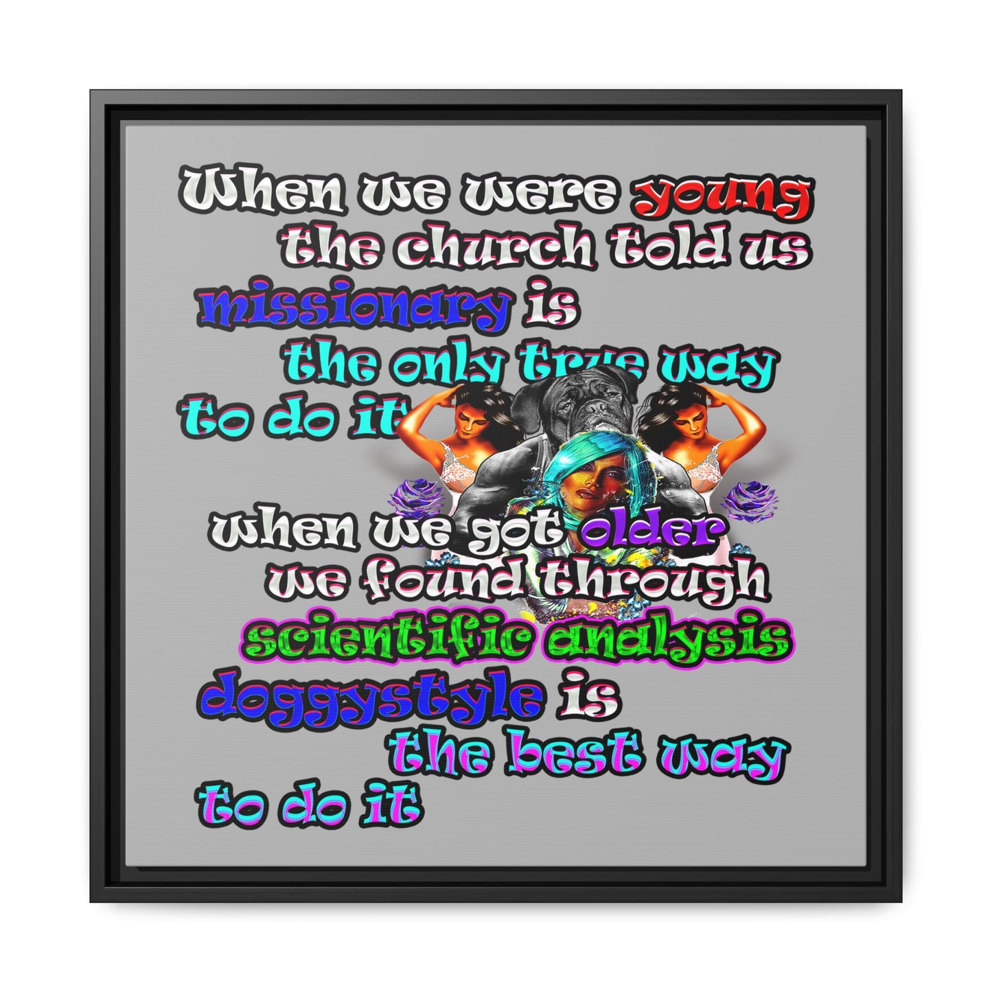 doggystyle - framed canvas art (light grey)