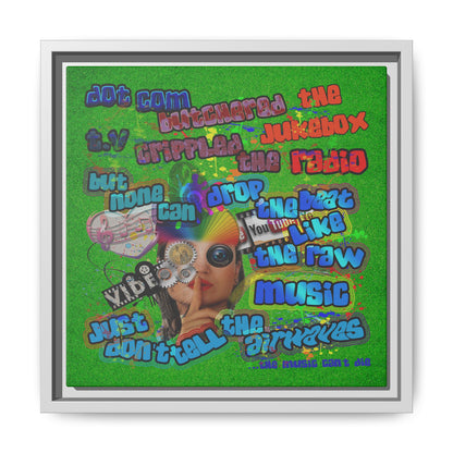 drop the beat - framed canvas art (green turf)