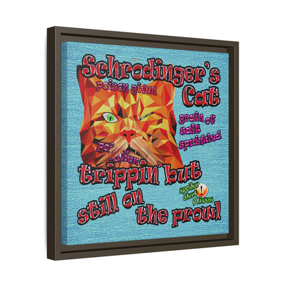 schrodinger's cat - framed canvas art (faded blue)