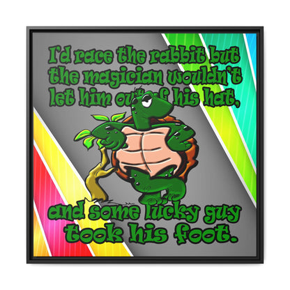 turtle race - framed canvas art (rainbow split)