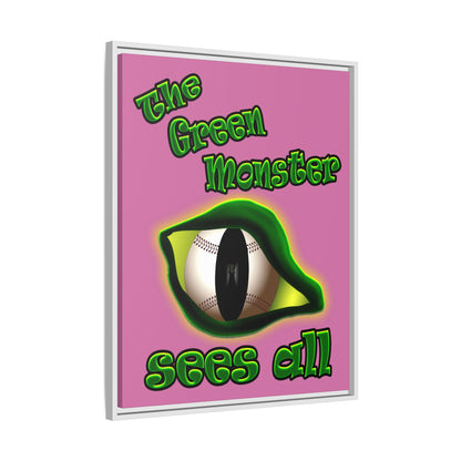 green monster - framed canvas art (light pink)