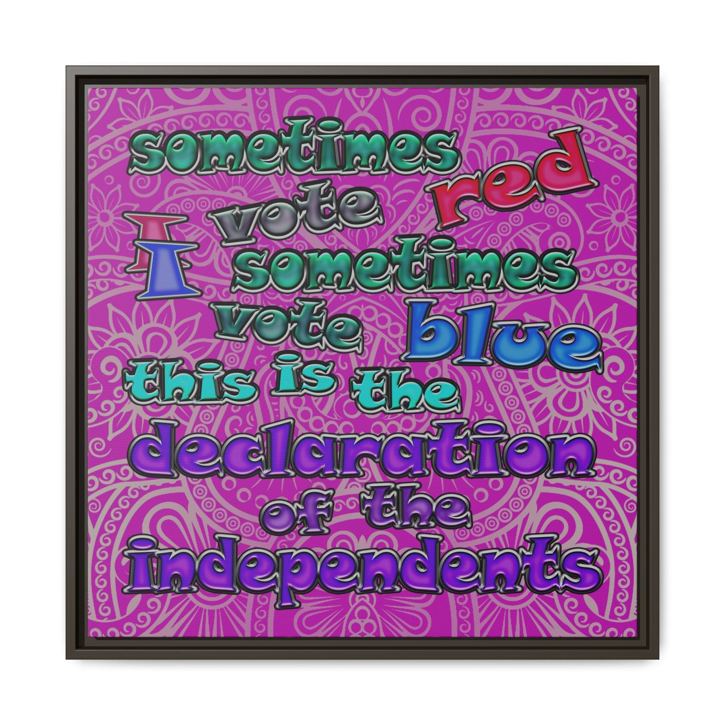 declaration of the independents - framed canvas art (pink swirl)